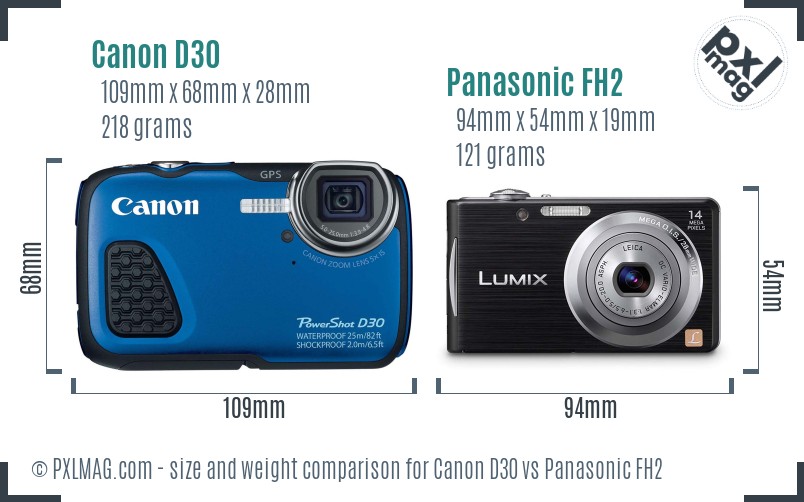 Canon D30 vs Panasonic FH2 size comparison Canon D30 vs Panasonic FH2 size comparison