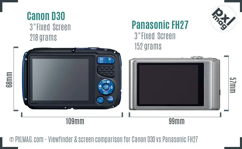 Canon D30 vs Panasonic FH27 Screen and Viewfinder comparison