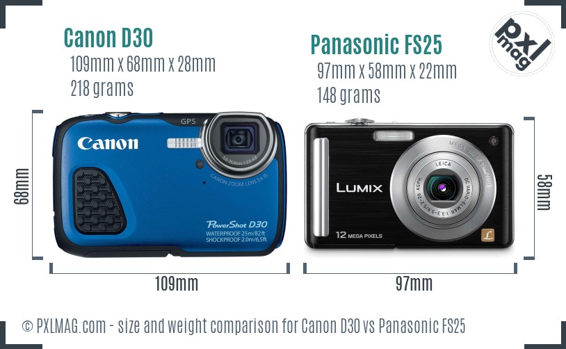 Canon D30 vs Panasonic FS25 size comparison Canon D30 vs Panasonic FS25 size comparison
