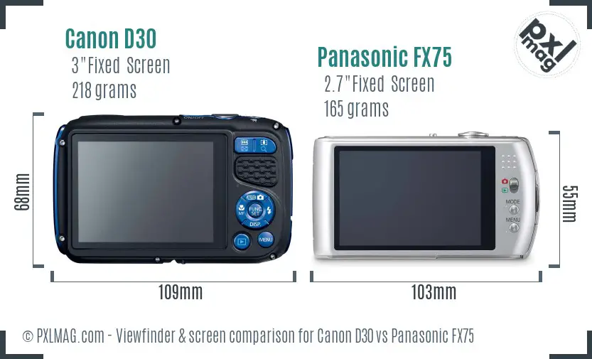 Canon D30 vs Panasonic FX75 Screen and Viewfinder comparison Canon D30 vs Panasonic FX75 Screen and Viewfinder comparison