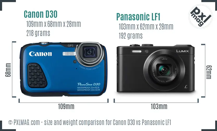 Canon D30 vs Panasonic LF1 size comparison