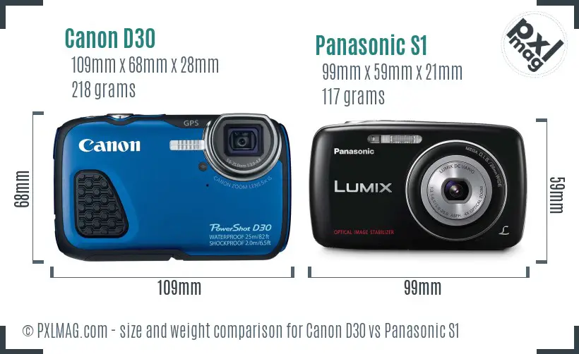 Canon D30 vs Panasonic S1 size comparison