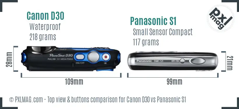 Canon D30 vs Panasonic S1 top view buttons comparison