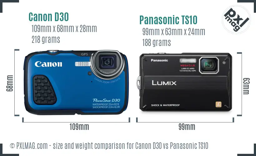 Canon D30 vs Panasonic TS10 size comparison Canon D30 vs Panasonic TS10 size comparison