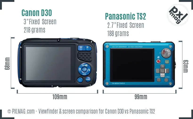 Canon D30 vs Panasonic TS2 Screen and Viewfinder comparison