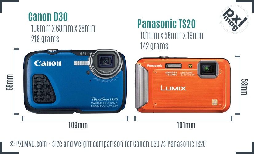Canon D30 vs Panasonic TS20 size comparison Canon D30 vs Panasonic TS20 size comparison