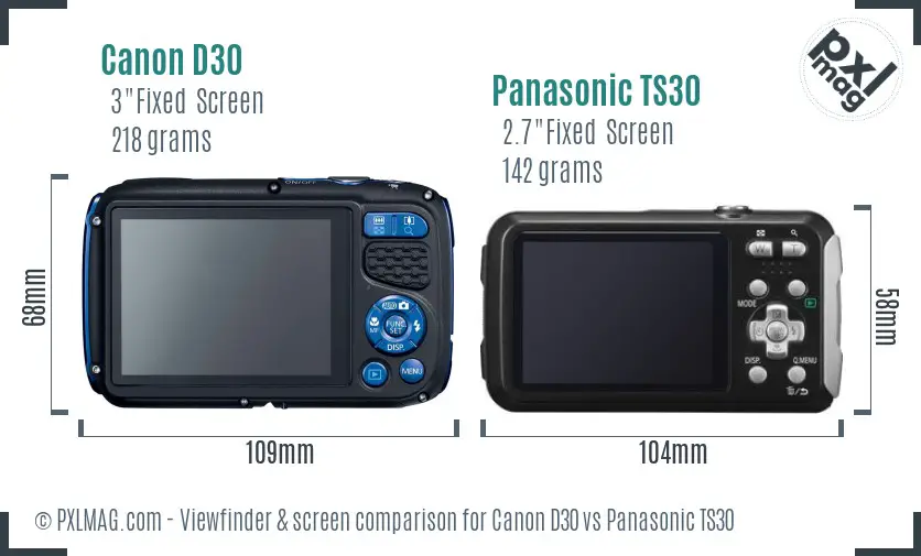 Canon D30 vs Panasonic TS30 Screen and Viewfinder comparison