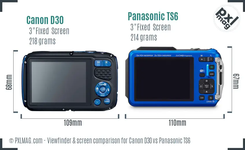 Canon D30 vs Panasonic TS6 Screen and Viewfinder comparison