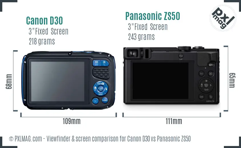 Canon D30 vs Panasonic ZS50 Screen and Viewfinder comparison Canon D30 vs Panasonic ZS50 Screen and Viewfinder comparison