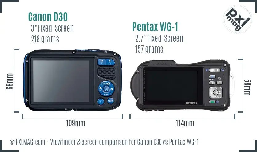 Canon D30 vs Pentax WG-1 Screen and Viewfinder comparison