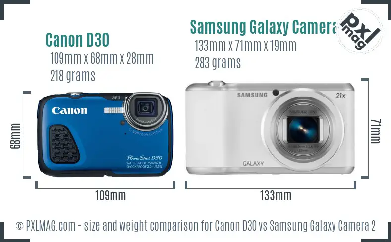 Canon D30 vs Samsung Galaxy Camera 2 size comparison Canon D30 vs Samsung Galaxy Camera 2 size comparison