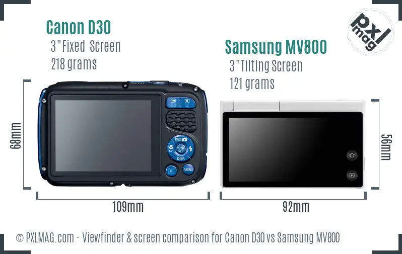 Canon D30 vs Samsung MV800 Screen and Viewfinder comparison Canon D30 vs Samsung MV800 Screen and Viewfinder comparison
