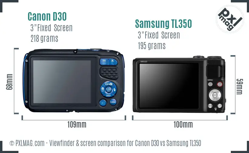 Canon D30 vs Samsung TL350 Screen and Viewfinder comparison