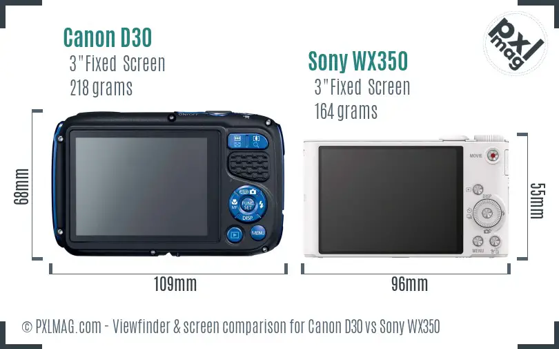 Canon D30 vs Sony WX350 Screen and Viewfinder comparison Canon D30 vs Sony WX350 Screen and Viewfinder comparison