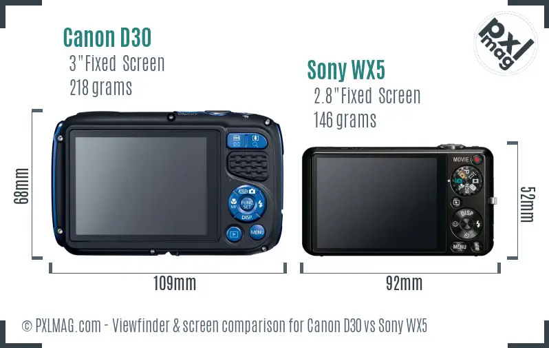 Canon D30 vs Sony WX5 Screen and Viewfinder comparison Canon D30 vs Sony WX5 Screen and Viewfinder comparison