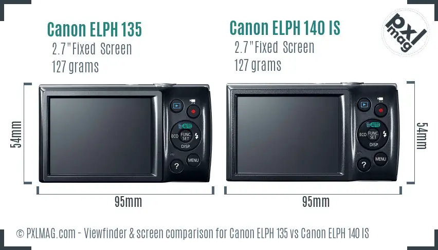 Canon ELPH 135 vs Canon ELPH 140 IS Screen and Viewfinder comparison
