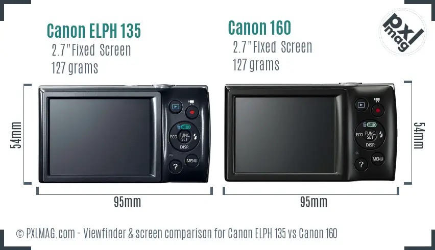 Canon ELPH 135 vs Canon 160 Screen and Viewfinder comparison