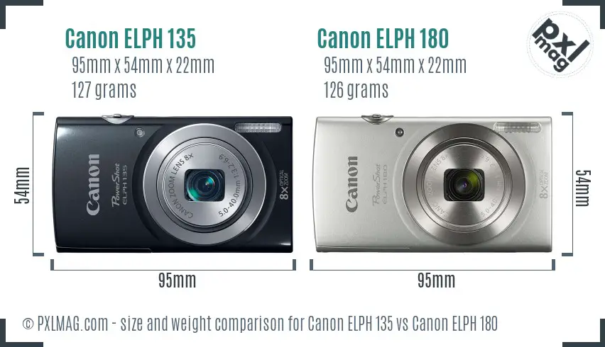 Canon ELPH 135 vs Canon ELPH 180 size comparison
