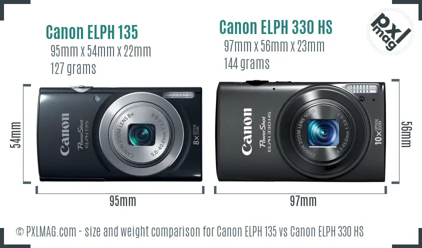 Canon ELPH 135 vs Canon ELPH 330 HS size comparison Canon ELPH 135 vs Canon ELPH 330 HS size comparison