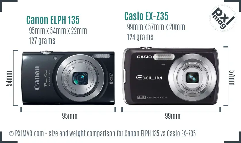 Canon ELPH 135 vs Casio EX-Z35 size comparison