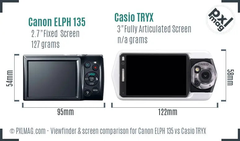 Canon ELPH 135 vs Casio TRYX Screen and Viewfinder comparison