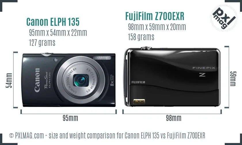 Canon ELPH 135 vs FujiFilm Z700EXR size comparison Canon ELPH 135 vs FujiFilm Z700EXR size comparison