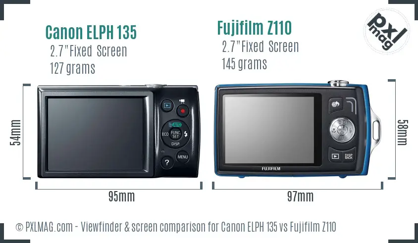 Canon ELPH 135 vs Fujifilm Z110 Screen and Viewfinder comparison Canon ELPH 135 vs Fujifilm Z110 Screen and Viewfinder comparison