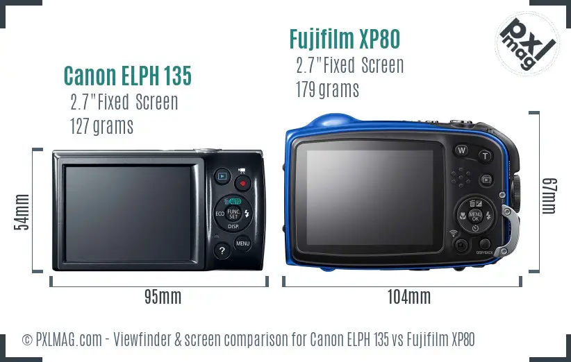 Canon ELPH 135 vs Fujifilm XP80 Screen and Viewfinder comparison