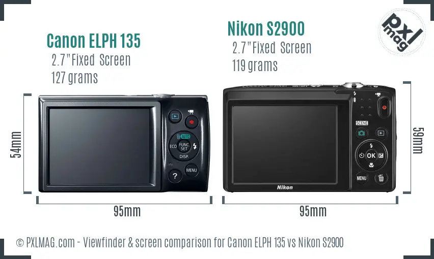 Canon ELPH 135 vs Nikon S2900 Screen and Viewfinder comparison Canon ELPH 135 vs Nikon S2900 Screen and Viewfinder comparison