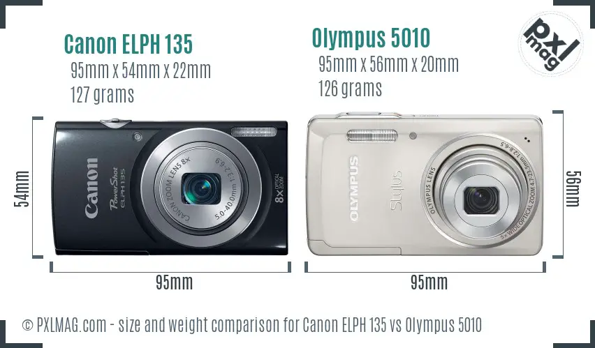 Canon ELPH 135 vs Olympus 5010 size comparison