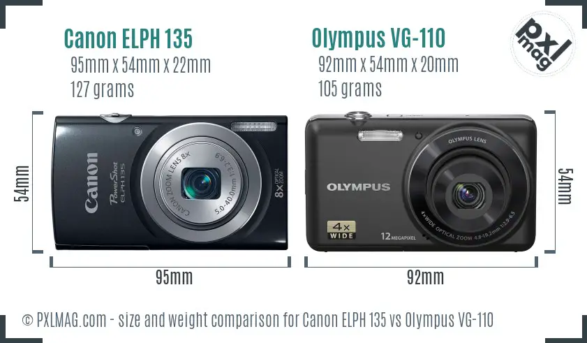 Canon ELPH 135 vs Olympus VG-110 size comparison