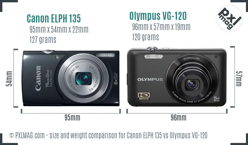 Canon ELPH 135 vs Olympus VG-120 size comparison
