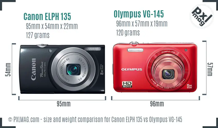 Canon ELPH 135 vs Olympus VG-145 size comparison