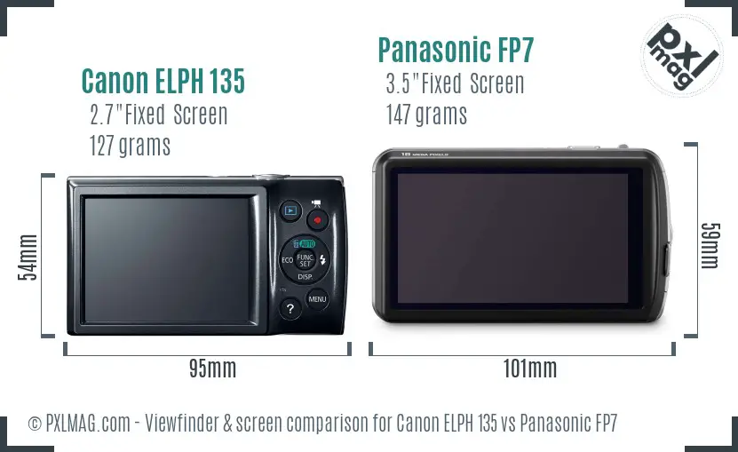 Canon ELPH 135 vs Panasonic FP7 Screen and Viewfinder comparison