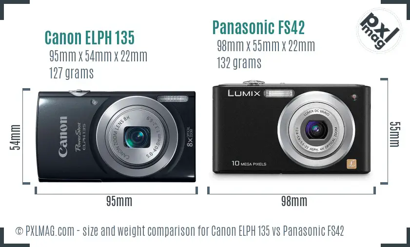 Canon ELPH 135 vs Panasonic FS42 size comparison