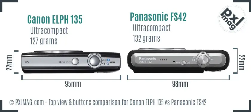 Canon ELPH 135 vs Panasonic FS42 top view buttons comparison