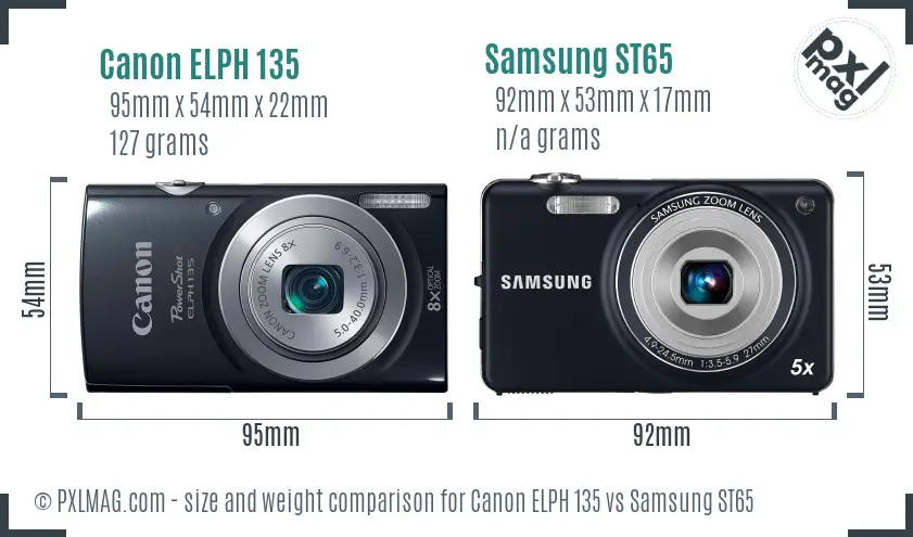 Canon ELPH 135 vs Samsung ST65 size comparison