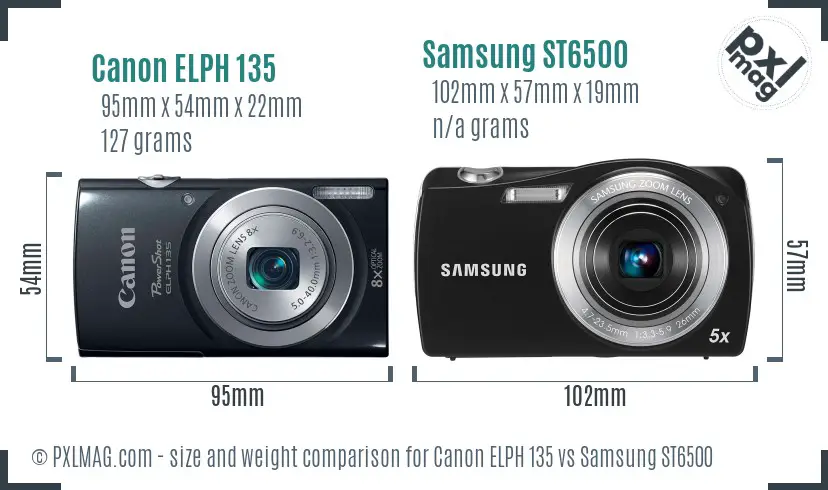 Canon ELPH 135 vs Samsung ST6500 size comparison
