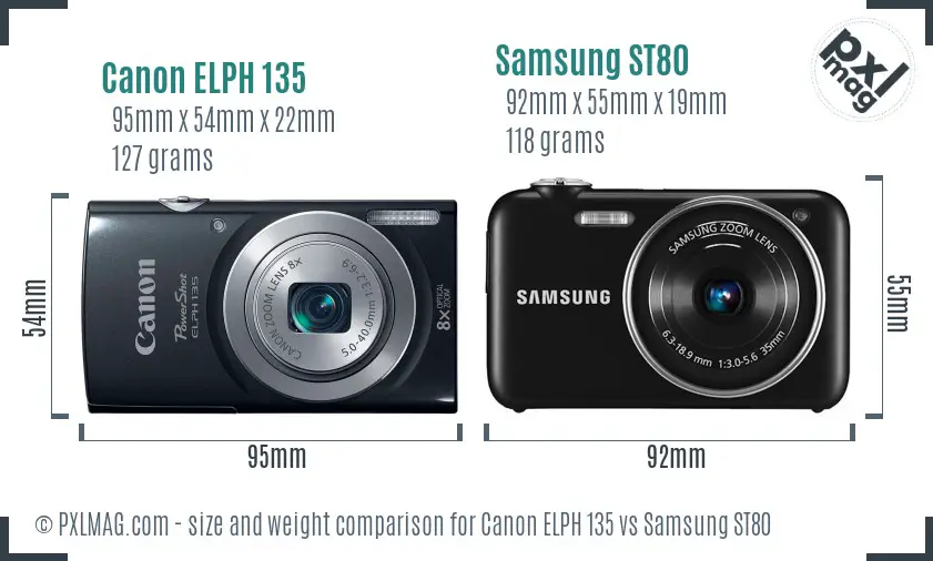 Canon ELPH 135 vs Samsung ST80 size comparison