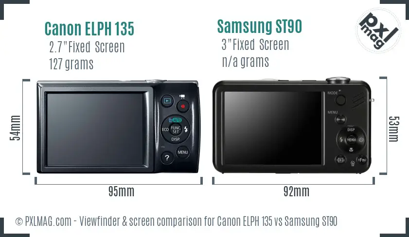 Canon ELPH 135 vs Samsung ST90 Screen and Viewfinder comparison Canon ELPH 135 vs Samsung ST90 Screen and Viewfinder comparison