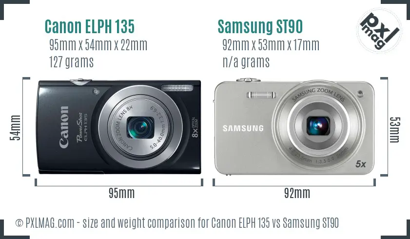 Canon ELPH 135 vs Samsung ST90 size comparison Canon ELPH 135 vs Samsung ST90 size comparison