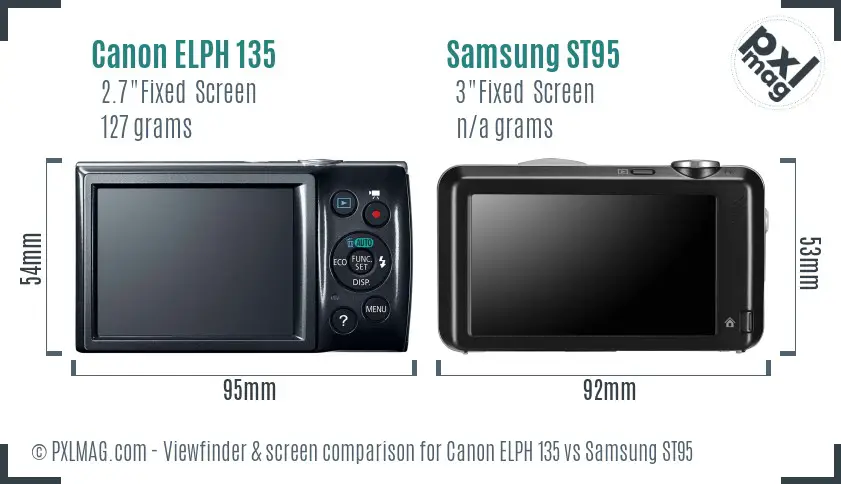 Canon ELPH 135 vs Samsung ST95 Screen and Viewfinder comparison