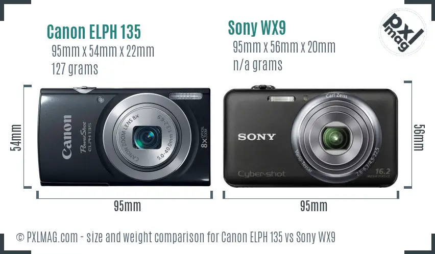 Canon ELPH 135 vs Sony WX9 size comparison Canon ELPH 135 vs Sony WX9 size comparison