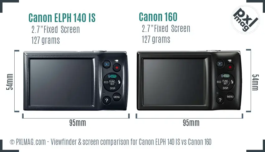 Canon ELPH 140 IS vs Canon 160 Screen and Viewfinder comparison