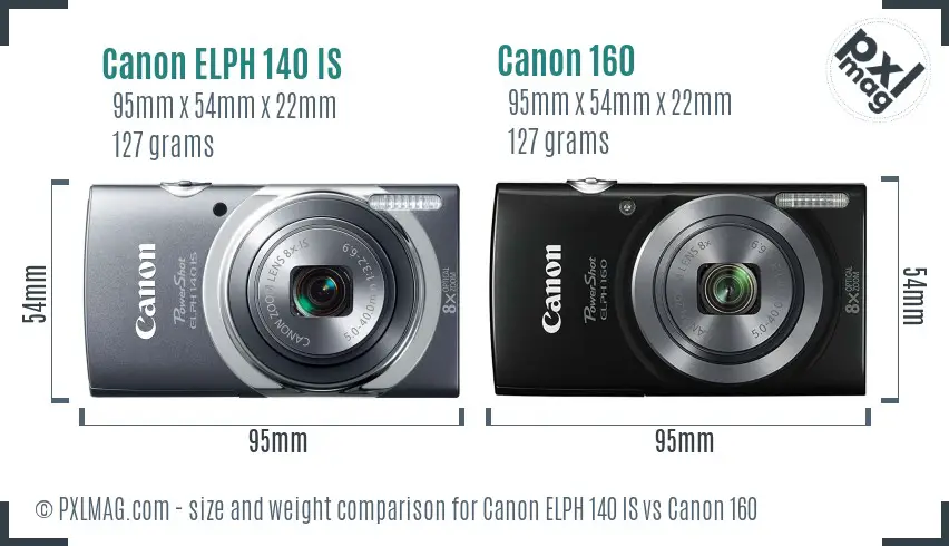 Canon ELPH 140 IS vs Canon 160 size comparison