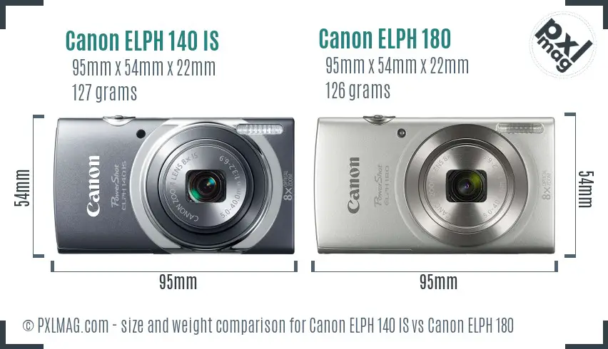 Canon ELPH 140 IS vs Canon ELPH 180 size comparison