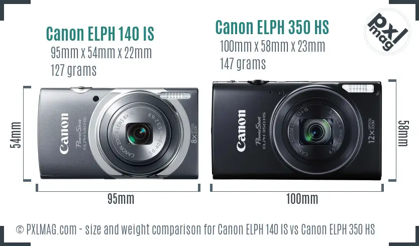 Canon ELPH 140 IS vs Canon ELPH 350 HS size comparison