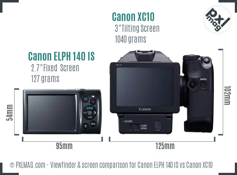 Canon ELPH 140 IS vs Canon XC10 Screen and Viewfinder comparison