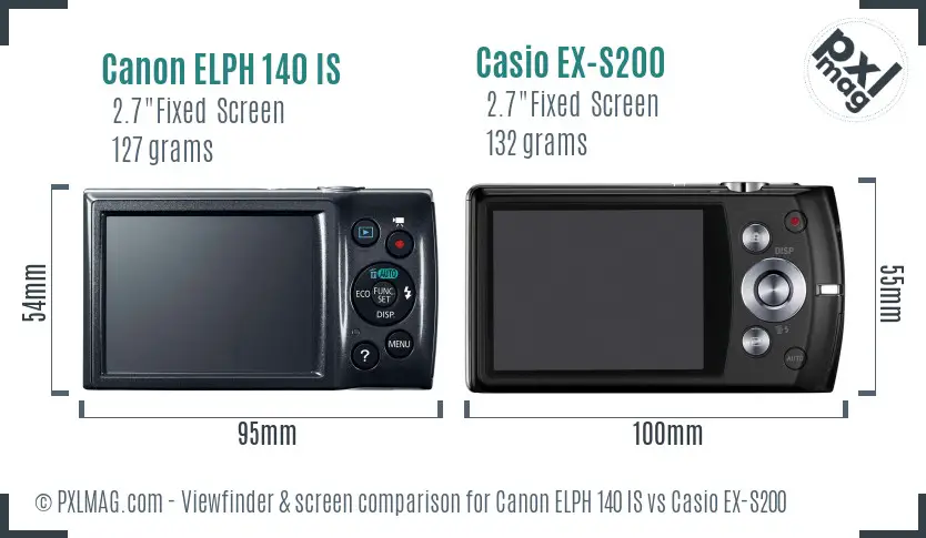 Canon ELPH 140 IS vs Casio EX-S200 Screen and Viewfinder comparison