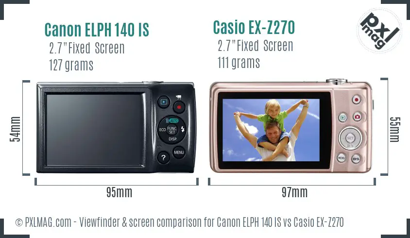 Canon ELPH 140 IS vs Casio EX-Z270 Screen and Viewfinder comparison Canon ELPH 140 IS vs Casio EX-Z270 Screen and Viewfinder comparison